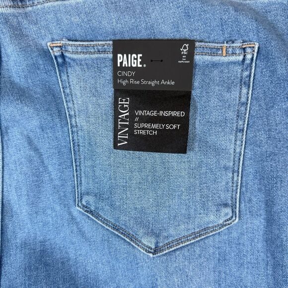 Paige Women's Size 26W Jeans Cindy Raw Hem Med Wash High Rise Classic MSRP $229 - Picture 9 of 11